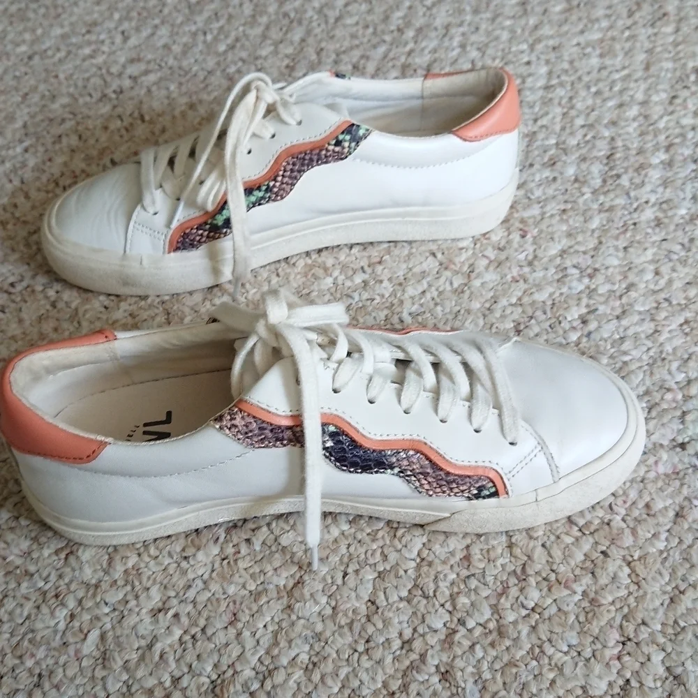 MADEWELL Sidewalk Sneakers in Snake Embossed Leather Wave Edition size 7.5
